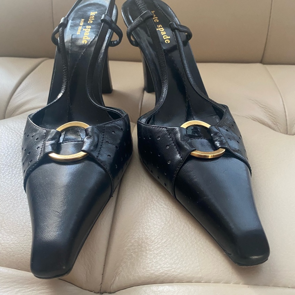 Kate Spade Black Heels with Gold Buckle